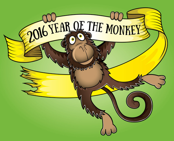 2016 Año de la ilustración del vector de dibujos animados mono
 - Vector, Imagen