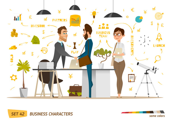 Business cartoon characters collection. - Vector, Image