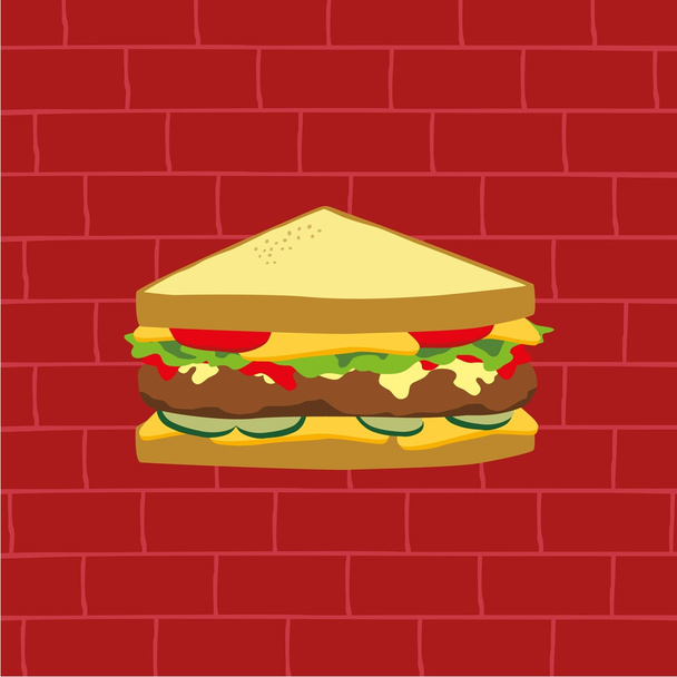szendvics - gyorsétterem téma - Vektor, kép