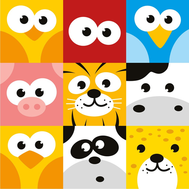 squares with animal faces - Vector, Image