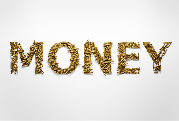 戦争や紛争は、お金の概念。お金の単語入力ウィット - 写真・画像