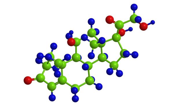 ホルモンのコルチゾールの分子構造 - 写真・画像