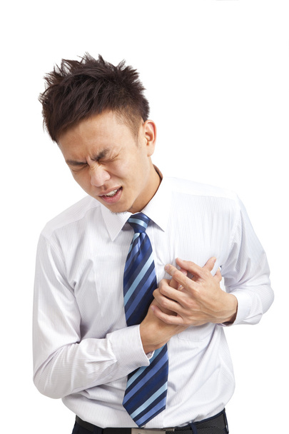 asiatischer junger Geschäftsmann mit Herzinfarkt - Foto, Bild