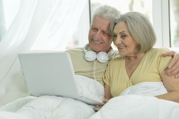 Mature couple with laptop - Valokuva, kuva