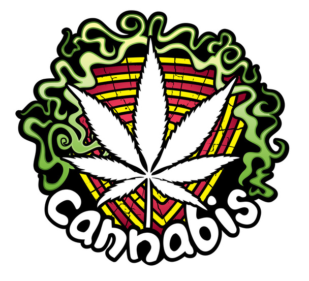 Marijuna Cannabis ontwerp stempel vectorillustratie - Vector, afbeelding