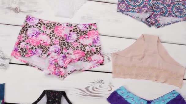 Plain and floral panties. - Footage, Video