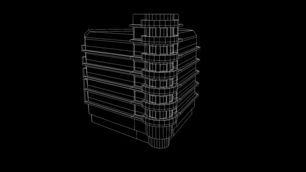 Edificio en bonita animación Wireframe
 - Imágenes, Vídeo