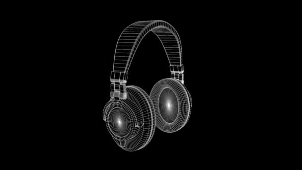 Kopfhörer schöne Wireframe-Animation - Filmmaterial, Video