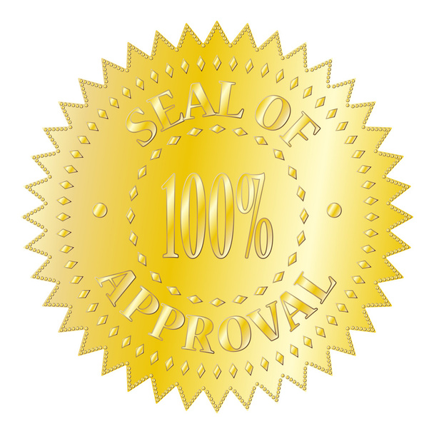 Gouden zegel van goedkeuring Badge ribbels en noppen - Vector, afbeelding