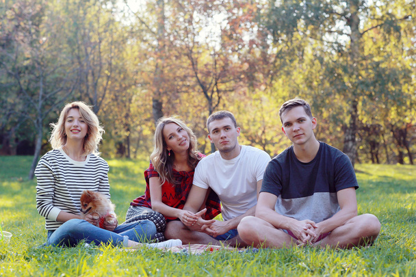 family picnic with a dog  - Valokuva, kuva