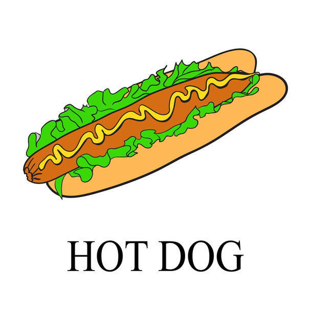 Hot dog, vector illustration. EPS-8 - Vector, imagen