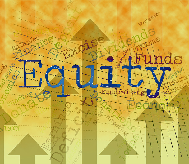 "Equity" Word toont tekst rijkdom en activa - Foto, afbeelding