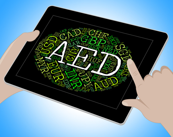 AED valuta jelzi, Egyesült Arab Emírségek és -bankjegyeket - Fotó, kép