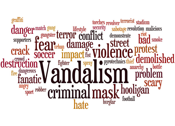 Vandalisme, word cloud concept 3 - Foto, afbeelding