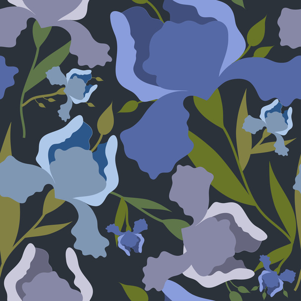 Seamless vector pattern with iris flowers - Vector, Image