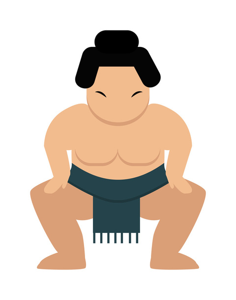 Angry cartoon japanese fat sumo wrestler vector illustration. - Vector, Image