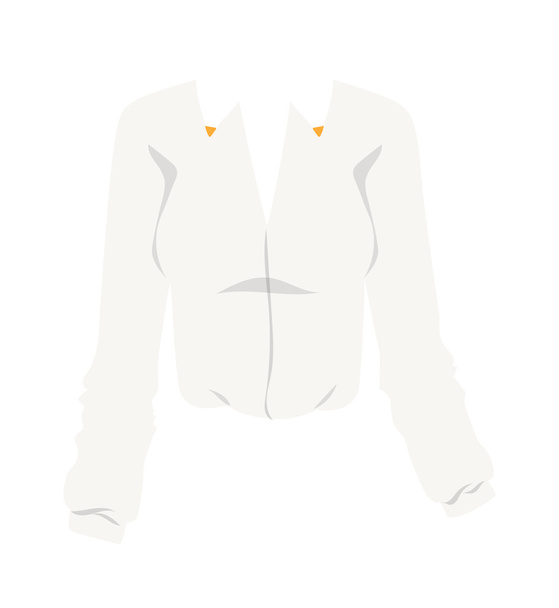 White blouse fashion female shirt with long sleeves glamour clothing style vector illustration. - Διάνυσμα, εικόνα