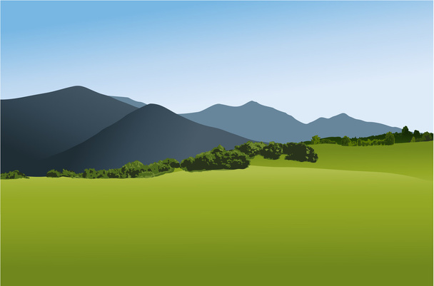 Rural landscape with mountains - Vector, Image