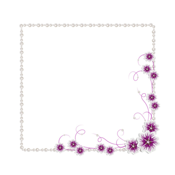 Floral πλαίσιο με μαργαριτάρια - Διάνυσμα, εικόνα