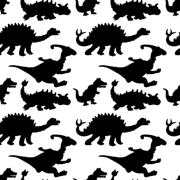 Vector illustration of a seamless repeating pattern of dinosaurs - Vetor, Imagem