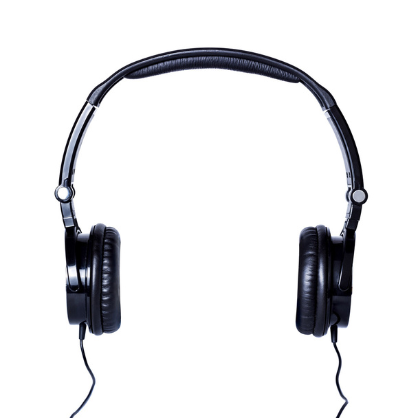 Black Headphones Isolated on a White Background - Photo, Image