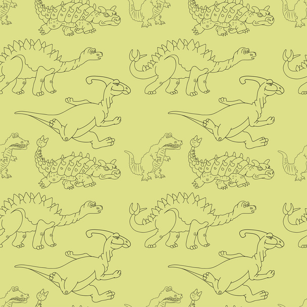 Vector illustration of a seamless repeating pattern of dinosaurs - Διάνυσμα, εικόνα