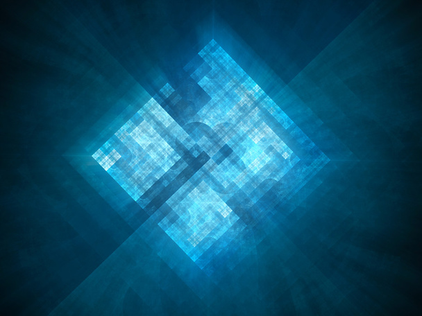 Blauwe gloeiende nieuwe processor prototype in de ruimte - Foto, afbeelding