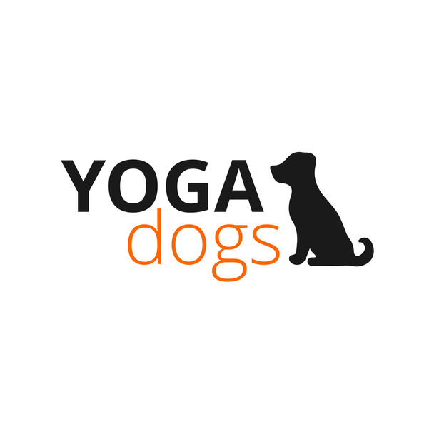 Yoga with dogs. Orange sticker.  - Vektor, obrázek