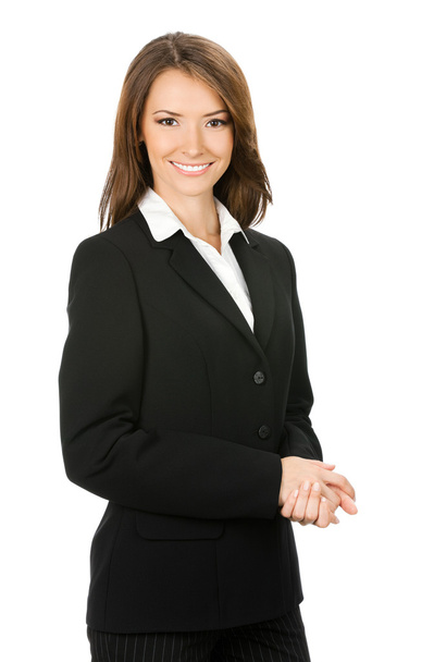 Happy smiling business woman, over white - Zdjęcie, obraz