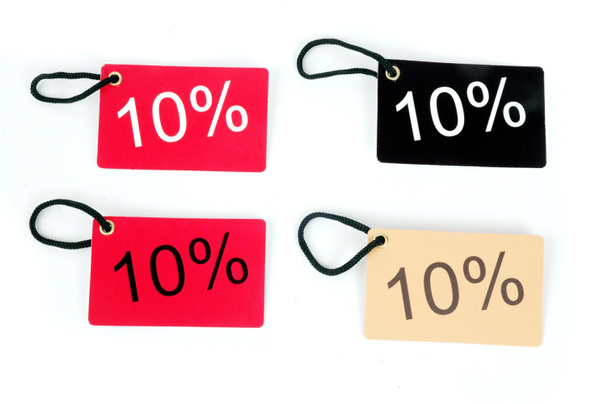 Quatro tipos de etiqueta de papel de dez por cento
 - Foto, Imagem