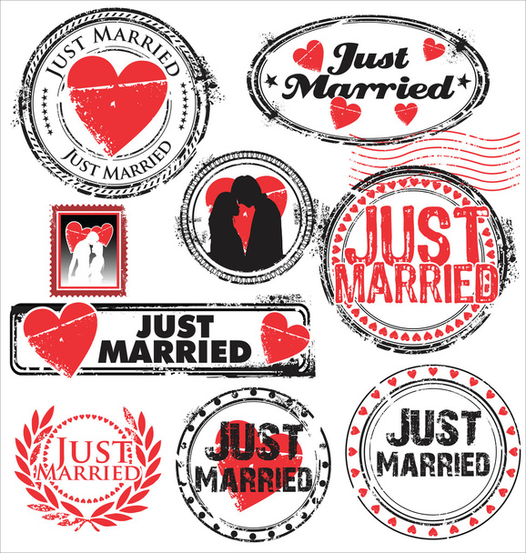 Just married stamps - Vektori, kuva