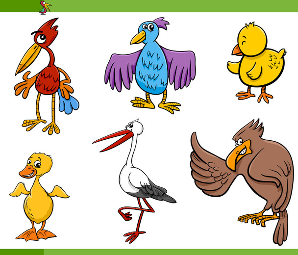 birds cartoon set illustration - Вектор, зображення