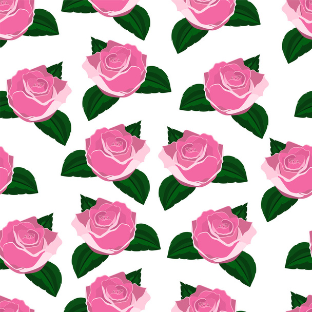 seamless wallpaper pink roses  - Vector, Image