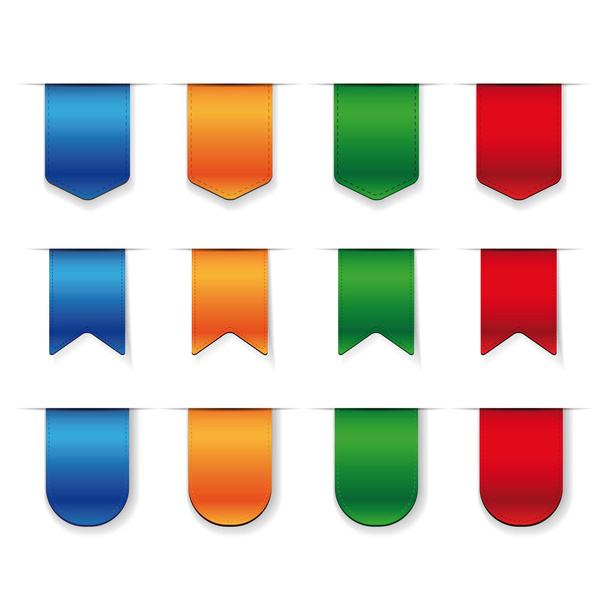 Vector Ribbon set - red, blue, green, orange - ベクター画像