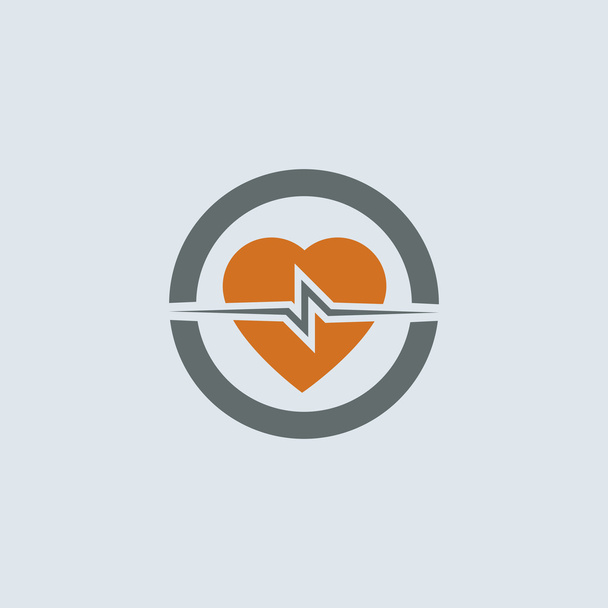 Szürke-narancs szív kerek ikon - Vektor, kép