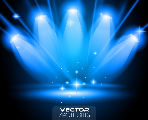 Spotlights scene with different source of lights - Vector, Image