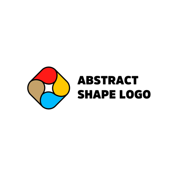 Abstract shape logo isolated vector. Red yellow blue brown color. Colorful unusual drop icon. Black counter. lineart design. Abstract circular logo. - Vektor, obrázek