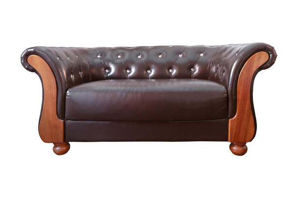 классический коричневый кожаный кресло изолированы на белом backgro
 - Фото, изображение