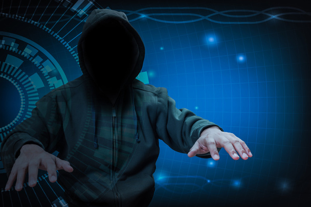 Hacker dolgozik az internet cyber bűnözés fogalma - Fotó, kép