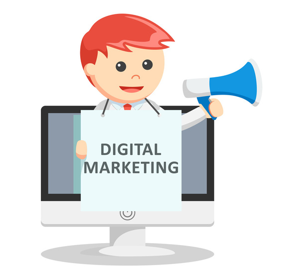 Biznes człowiek digital marketing promocja - Wektor, obraz
