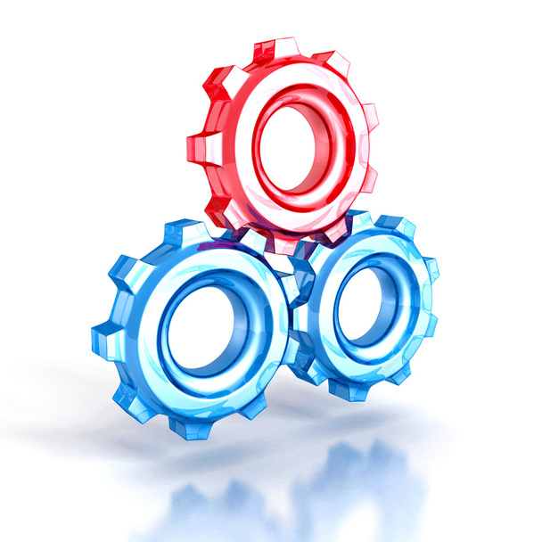 Concept cogwheel gears glass icon - Foto, Imagen