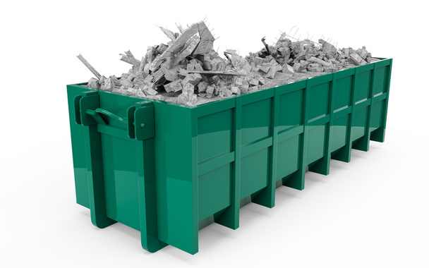 Medium See Green rubble container perspective front view - Foto, Bild