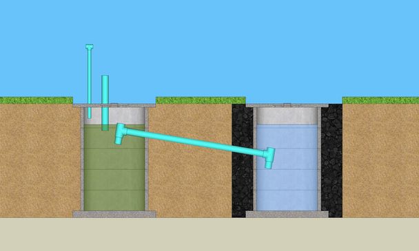 3D illustration resident waste water treatment system - Photo, Image