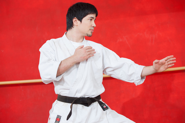 Mann praktiziert Karate - Foto, Bild