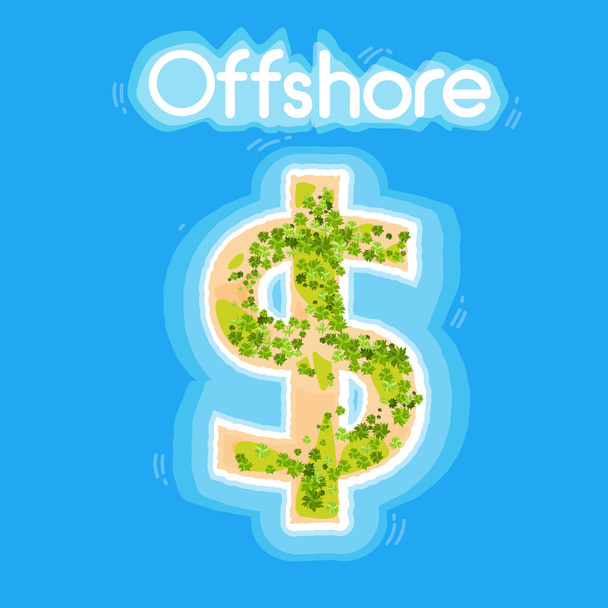 Dolar işareti Offshore Island üst görünüm Beach Palm - Vektör, Görsel