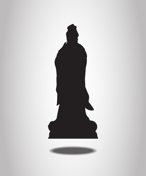 Guanyin Statua Silhouette sullo sfondo bianco - Vettoriali, immagini