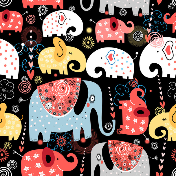 pattern of colorful elephants - Vettoriali, immagini