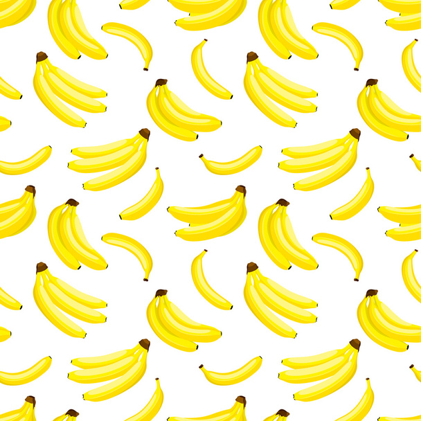 Seamless background with fresh yellow banana fruit. White background  - Vector, Image