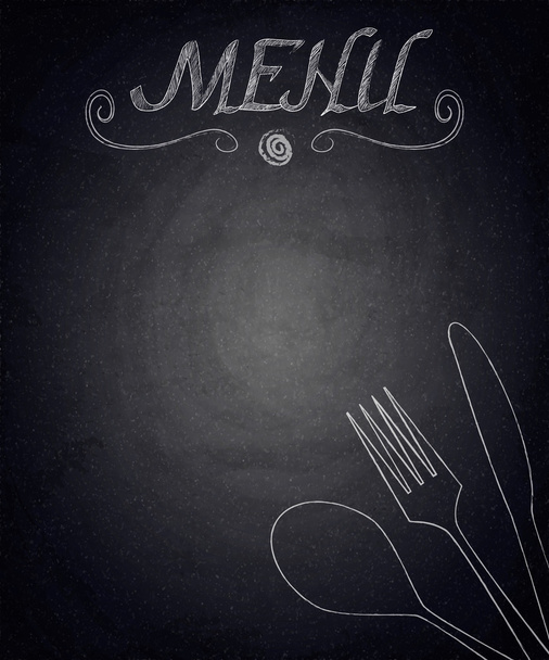 黒い黒板背景にレストランのメニュー - ベクター画像