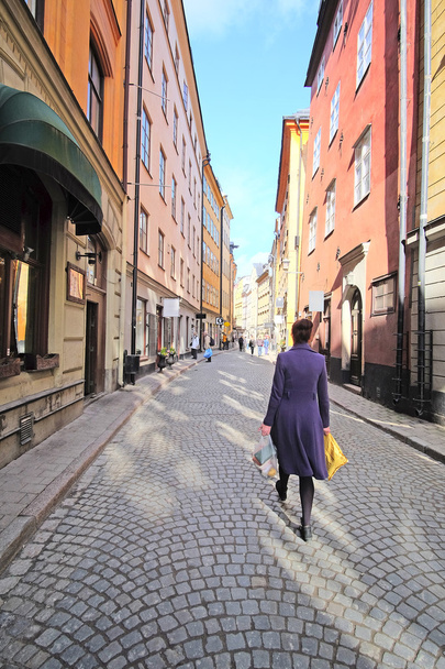 tarihi kent Stockholm'de sokak - Fotoğraf, Görsel